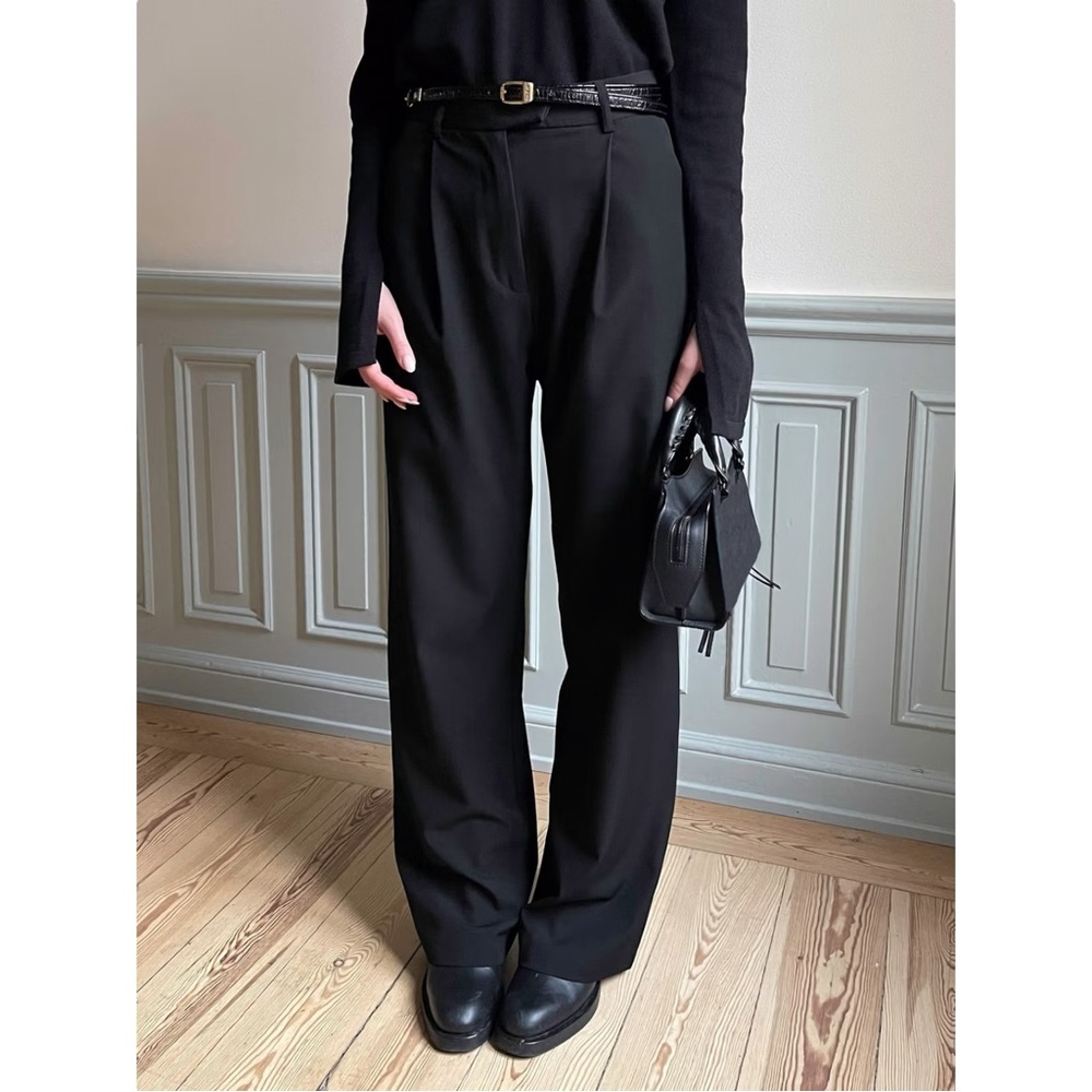 Djerf Avenue Black Wide-Leg Trousers